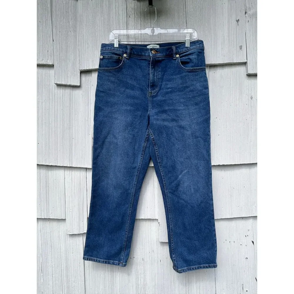 Tory Burch Cropped Jeans Mid-Rise‎ Stretch Medium Wash Denim Size 30
